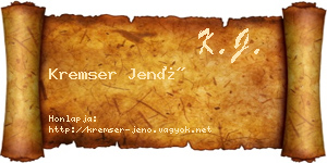 Kremser Jenő névjegykártya